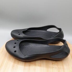 Crocs Flats Womens 8 Black Brooklyn Ballet Slip On Shoes Sandals Flaws
